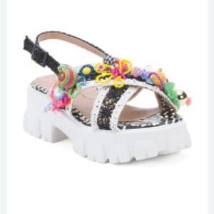 Betsey Johnson Black and White Chunky Platform Sandals